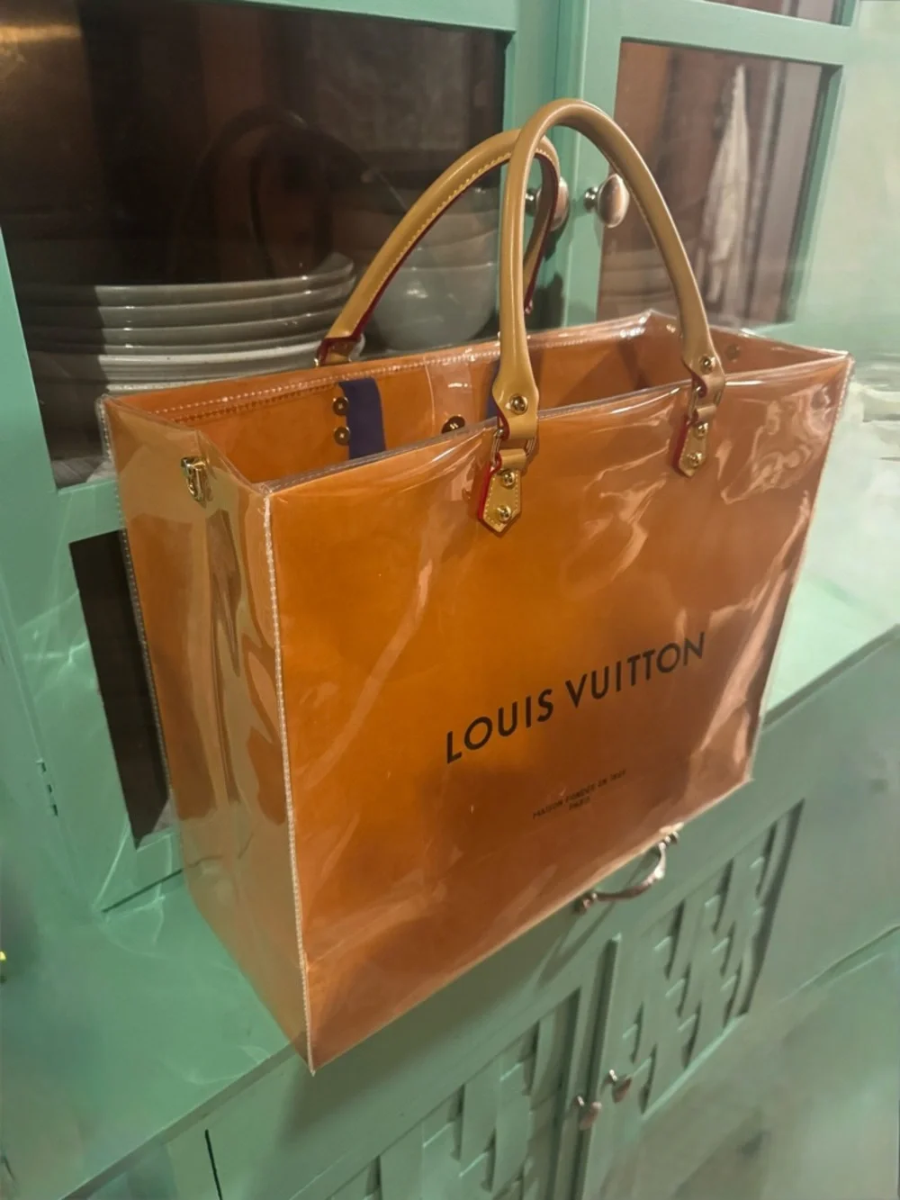 Louis Vuitton Orange Patent Tote with Dual Top Handles - Picture 3 of 4
